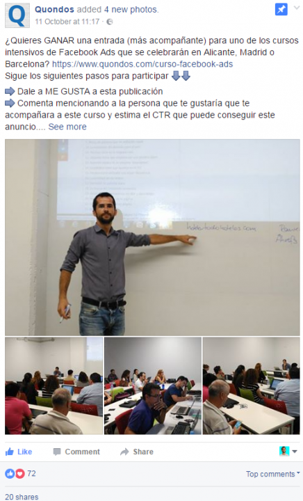 Sorteo del Curso de Facebook Ads 